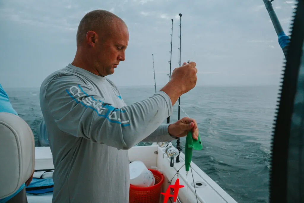 Capt. Kevin Albohn rigging and ChatterLures Side Tracker.