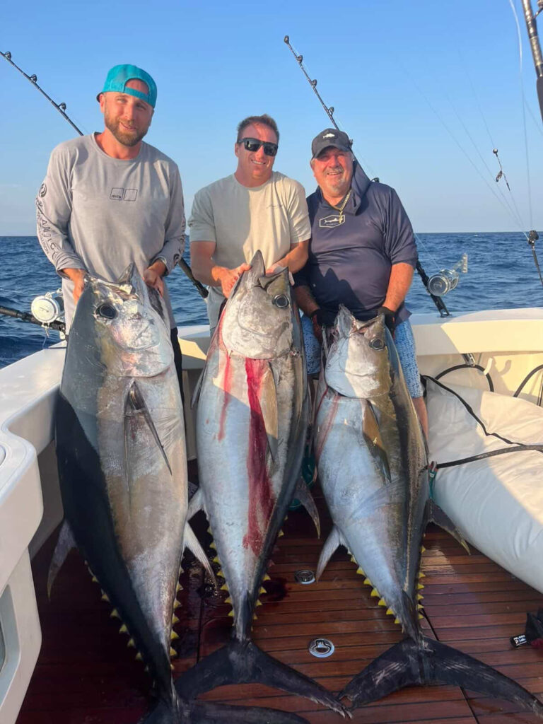 Three big eye tuna caught on ChatterLures by Capt. Teddy Prager III of Revenant Fishing